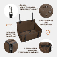 WUGLO extra stabilen avtosedež za pse do 26 kg  - velikost L, rjava