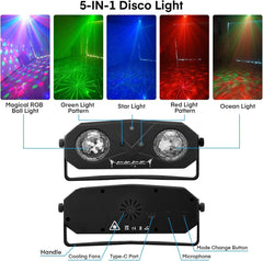 LAMQFUM 5-v-1 Disco LED svetilka s stojalom za zabave in dogodke