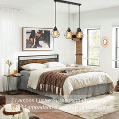 TOKIUS  vintage stropna svetilka s kovinskimi kletkastimi senčili