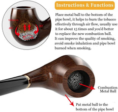 DIMJ Lesena tobačna pipa iz ebenovine z akrilnim ustnikom, dodatki in stojalom