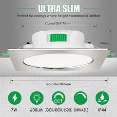 85mm LED reflektorji 230V, 7W, IP44, Dimmable