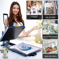 PLANETFLAME toplotna preša za tekstil in sublimacijo – 38 × 38 cm