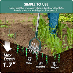 YEELOR ročni vrtilni rahljalnik zemlje z odstranljivimi kovinskimi zobniki