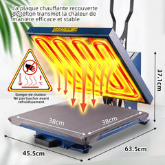 PLANETFLAME toplotna preša za tekstil in sublimacijo – 38 × 38 cm