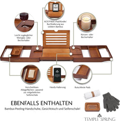 TEMPLE SPRING Bambusova nastavljiva polica za kad z dodatki