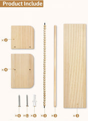 MAZJOARU set 3 lesenih stenskih polic za otroško sobo iz borovega lesa