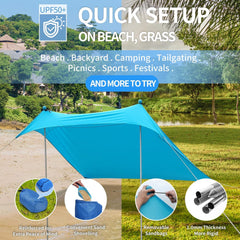 JAICOM Plažna vodoodporna senčna tenda z UPF 50+ zaščito - 2,1 × 2,1 m