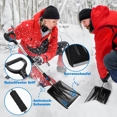 QTREE komplet snežnih lopat z 2 nastavkoma, 360° vrtljivo ščetko in strgalom