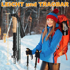 COVACURE zložljive pohodniške palice z gumijastimi nastavki in torbico