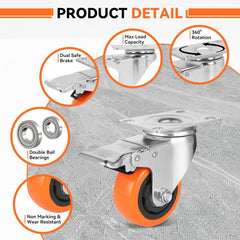 WEIBIDA Komplet 4 vrtljivih koles z zavoro - nosilnost do 450 kg