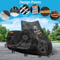 CONFUTURY vodoodporna zaščitna prevleka za motor  z okencem za registracijo in odsevnimi trakovi - 2XL