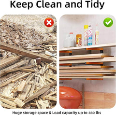 Komplet 2 kovinskih stenskih nosilcev za les za delavnico in skladišče