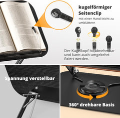 SUPEDESK črno leseno 360° nastavljivo stojalo za knjige in tablice