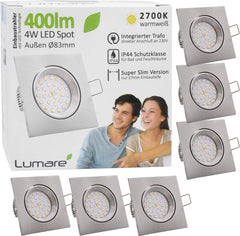 6x LED Tanke vgradne Stropne Luči 4W 400 Lumen IP44